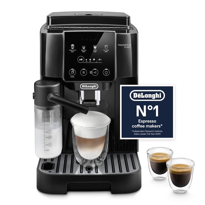 De'Longhi Magnifica Start ECAM220.60.B, Fully Automatic Bean to Cup Coffee Machine with 4 One-Touch Recipes, Soft-Touch Control Panel, Auto Milk, 1450W, Black - 1