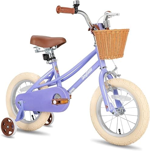 JOYSTAR 14 Pouces vélo pour Enfants de 3 à 5 Ans, vélo pour Filles avec Roues stabilisatrices et Panier, Violet