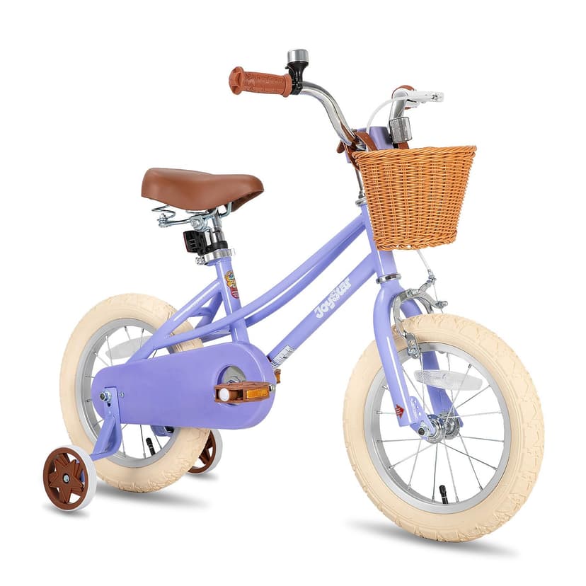 JOYSTAR 14 Pouces vélo pour Enfants de 3 à 5 Ans, vélo pour Filles avec Roues stabilisatrices et Panier, Violet - 1