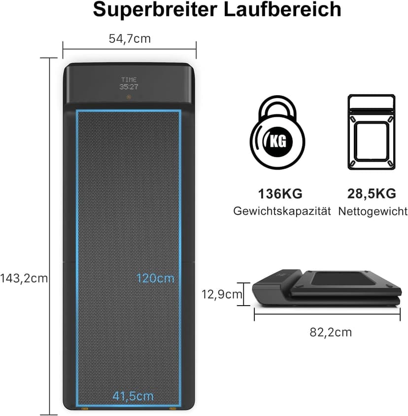 WalkingPad Tapis de Marche Pliable, Tapis Roulant Électrique Silencieux 6 km/h, Walking Pad pour Maison et Bureau Con Télécommande - 6