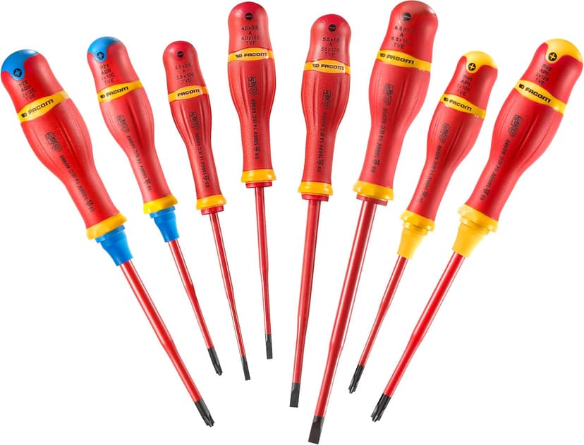 FACOM ATB.J8TVE - Set of 8 PROTWIST® Slim Borneo® 1000V Insulated Screwdrivers for Mixed Impressions - 1