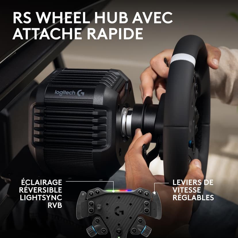 Logitech G RS50 System, configuration de volant de simulation de course en 3 pièces - base de volant RS50 avec Direct Drive 8 Nm, RS Wheel Hub avec 13 boutons et RS Round Wheel 28 cm - Xbox/PC - Noir - 6
