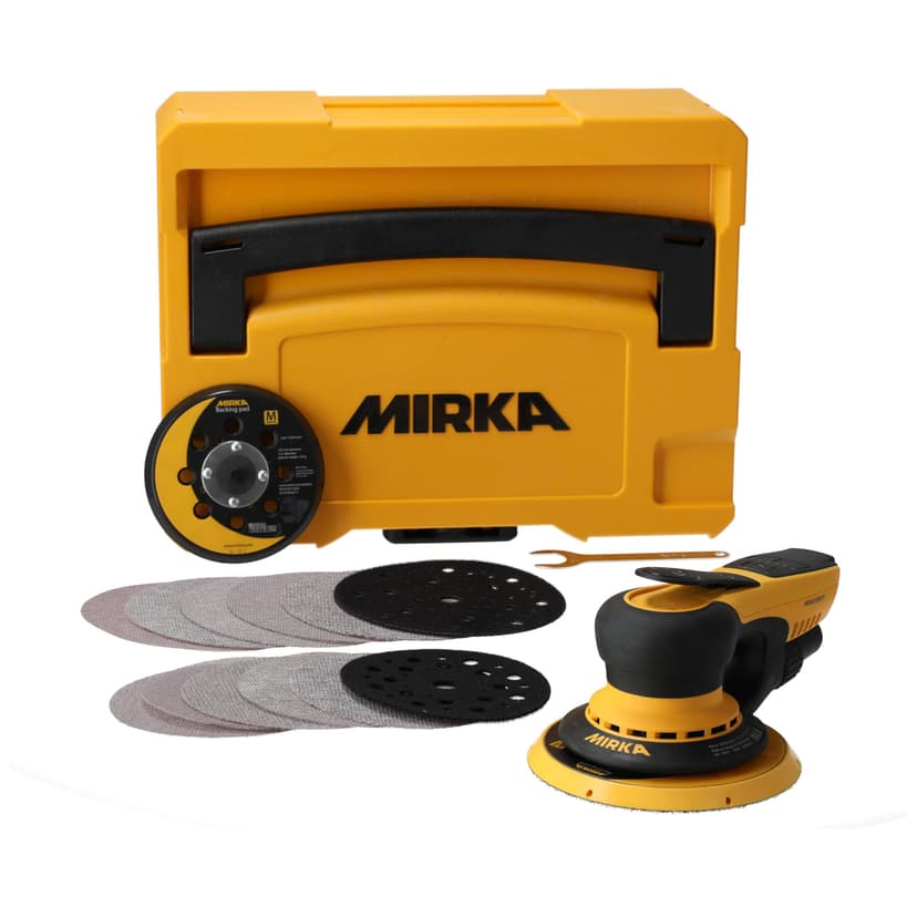 Mirka DEROS II 5650 Ponceuse excentrique avec aspiration pour papier abrasif Ø 125 & 150mm / Course de 5,0mm Machine pour poncer sans poussière le bois, les cloisons sèches & le métal - 1
