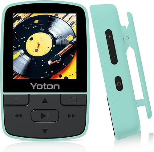 YOTON Lecteur MP3 avec Clip, Mini Musique MP3 Bluetooth 5.2, Super léger (28.5g),Son HiFi sans Perte, Radio FM, Chronomètre, Enregistreur, Podomètre, etc, avec Écouteurs, Vert(Carte SD Non Incluse)