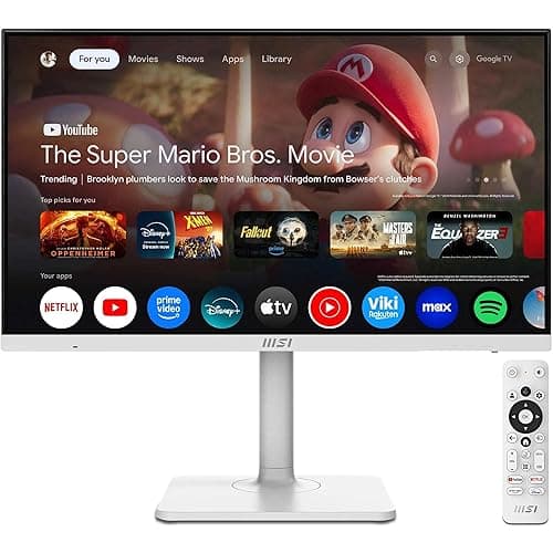 MSI Modern MD272UPSW Smart Monitor 27 pouces 4K UHD Google TV - Google Assistant, Dolby Audio, affichage sans fil, multicontrôle - WiFi 5, Bluetooth 5.0, LAN, HDMI 2.0b, DP 1.4a, Type-C PD 65W, USB-A,