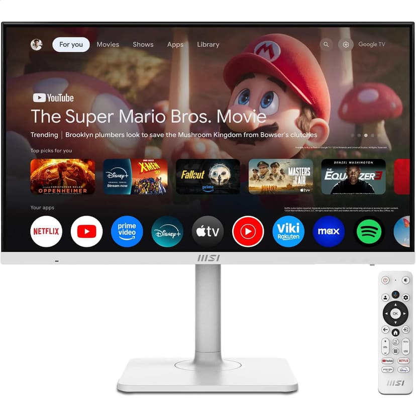 MSI Modern MD272UPSW Smart Monitor 27 pouces 4K UHD Google TV - Google Assistant, Dolby Audio, affichage sans fil, multicontrôle - WiFi 5, Bluetooth 5.0, LAN, HDMI 2.0b, DP 1.4a, Type-C PD 65W, USB-A, - 1