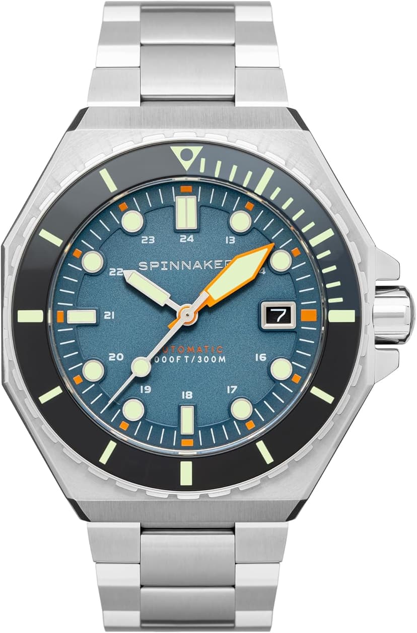 Spinnaker pour Homme 44 mm Dumas Automatique 3 Aiguilles Montre avec Bracelet en Acier Inoxydable Massif SP-5081, Blue Yonder, Bracelet - 1