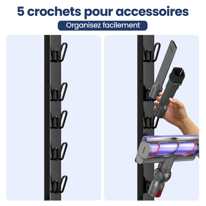 pickpiff Support pour aspirateur Dyson sur pied, compatible V15 V12 V11 V10 V8 V7 V6 / DC58 DC59 DC62 DC74 – rangement pour accessoires, gain de place, installation facile - 6