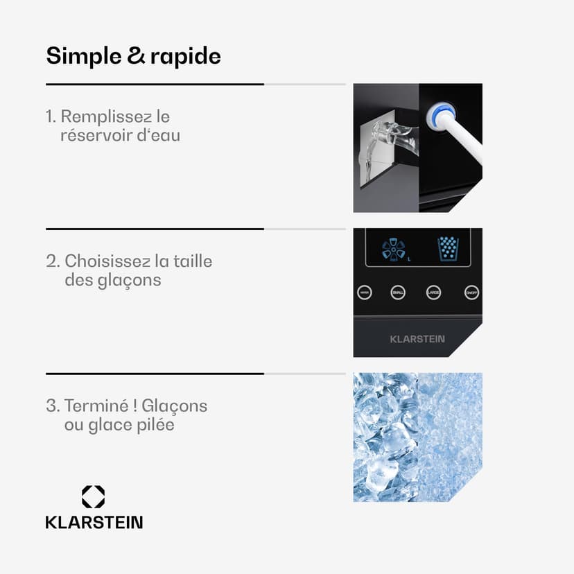 Klarstein Machine a Glacons, Machine à Glacons pour la Maison, Machine a Glacon 1.8 litres, Fonctionnement Rapide, Ice Maker 15kg de Glace, Petits et Grands Glaçons, Machines à Glaçons Autonettoyante - 3