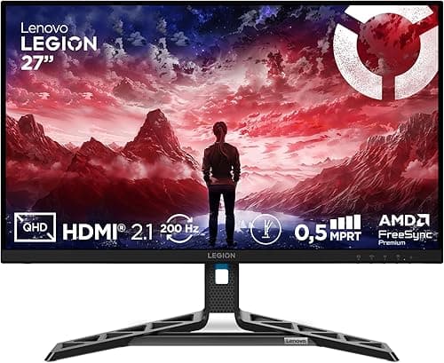 Lenovo Legion R27qe Gen 2 27" QHD WLED Gaming Monitor 2560 x 1440-16:9-200Hz IPS Panel 0.5ms Response Time HDMI DisplayPort TÜV Eye Comfort Protection Black 5.9kg