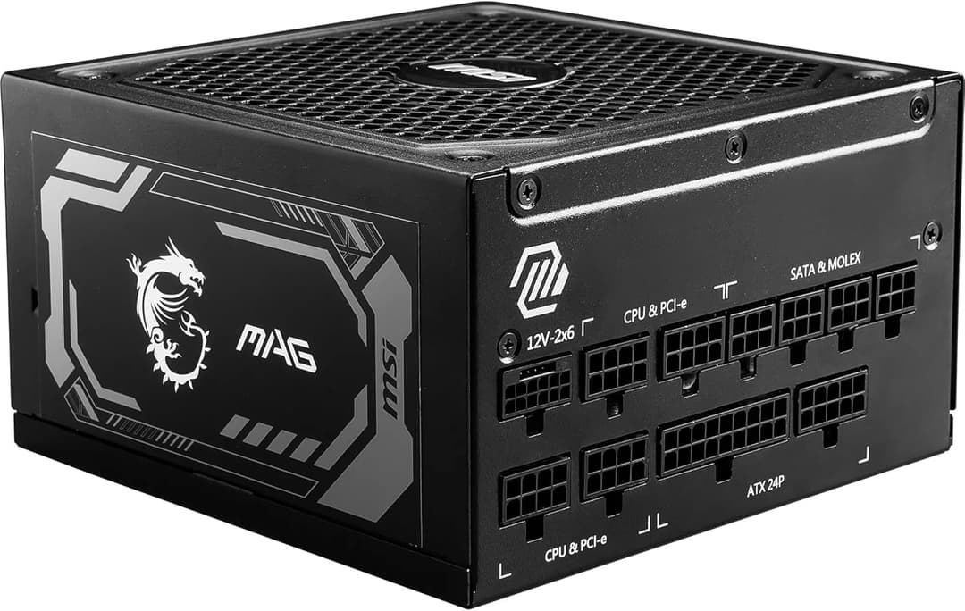 MSI MAG A1000GL PCIE5 Alimentatore - 1000W, 80 PLUS Gold, ATX 3.1, supporto GPU PCIe 5.1, alimentatore ATX, cavi flat neri