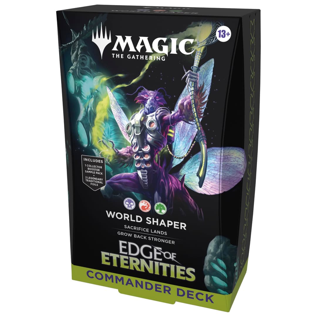 Magic: The Gathering Edge of Eternities Commander Deck - World Shaper (100-Card Deck, 2-Card Collector Booster Sample Pack + Accessories)