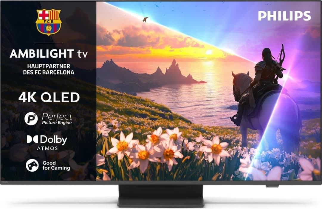 Philips Ambilight 43PUS8600 4K QLED Smart TV, 43 inch Screen, with P5 Perfect Picture Engine Ultra HD, Titan OS, Dolby Vision and Dolby Atmos