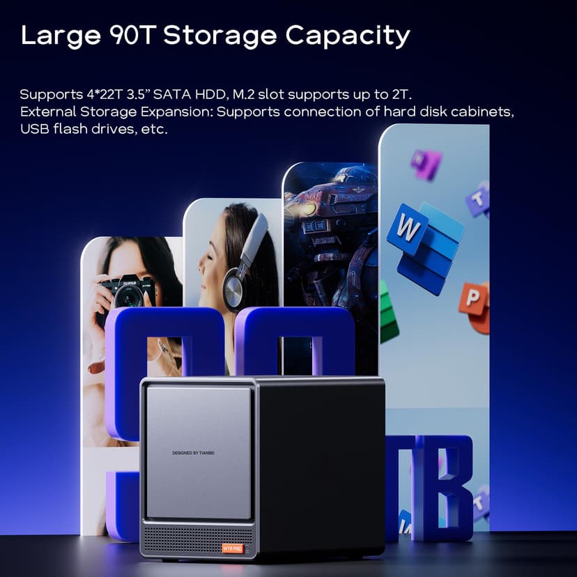 AOOSTAR Ryzen 7 5825U 4-Bay Mini PC NAS, No RAM Without SSD, Desktop NAS 2 M.2 NVMe Slots, 4x2.5/3.5" SATA Storage(up to 4x22TB), No Hard Drive, Only 4 Drive Bays, No OS - 4