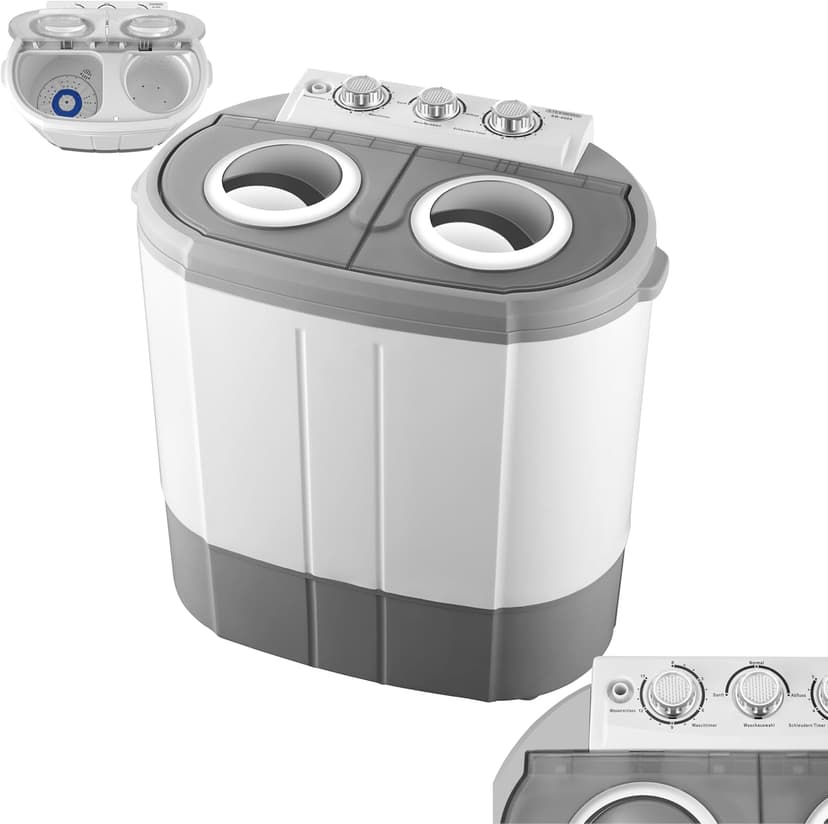 Steinborg Mini machine à laver avec essoreuse – 2 compartiments Toploader, capacité de lavage jusqu'à 3 kg, chambre d'essorage jusqu'à 1 kg, machine à laver compacte idéale pour le camping, les - 1