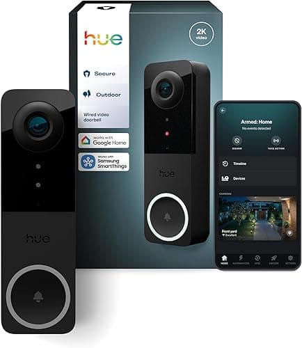Philips Hue Sonnette vidéo filaire Secure, caméra 2K gran…