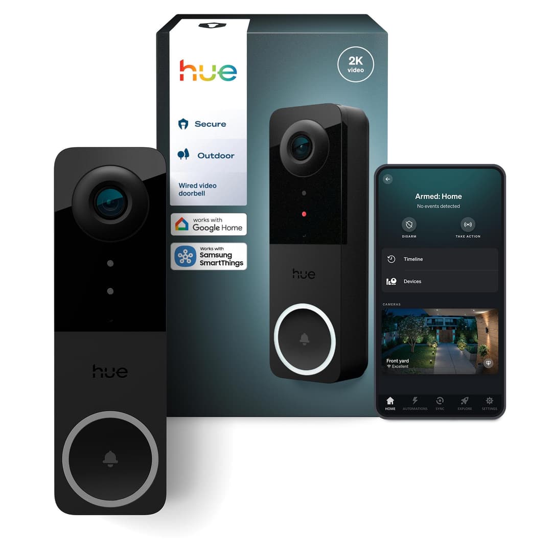 Philips Hue Sonnette vidéo filaire Secure, caméra 2K gran…