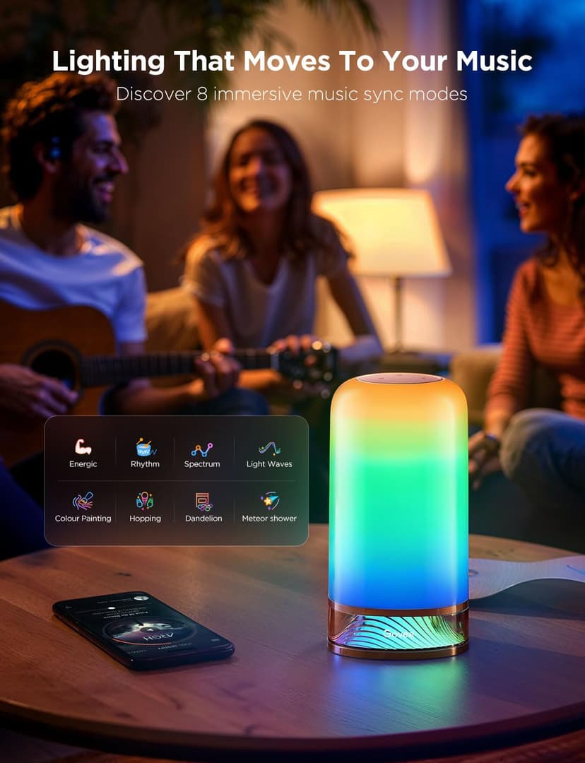 Govee Bedside Touch Table Lamp, Night Light Kids LED RGBICWW Works with Matter and Alexa, Music Sync, 70 Scene Modes, Timer, 2700-6500K Night Lamp for Bedroom, Kids, Living Room Decor(Corded Electric) - 6