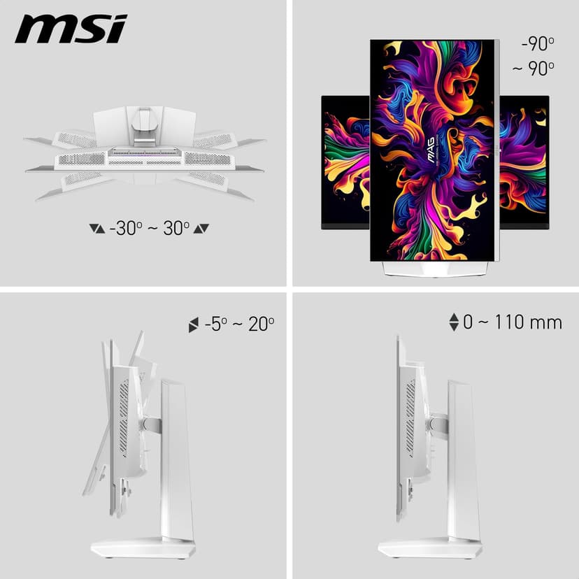 MSI MAG 272QPW QD-OLED X28 27" QHD QD-OLED 280Hz 0.03ms Gaming Monitor - White - 4