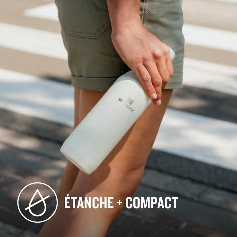 Stanley 1913 All Day Slim Gourde Isotherme 0.6L - Froid Pendant 6 Heures - Glacé Pendant 11 Heures - Acier Inoxydable Recyclé Sans BPA - Étanche - Bouteille D'Eau Compacte - Rose Quartz - 5