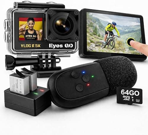 French Brand 31 Sports Camera Accessories 5K30fps 4K60FPS 120FPS Photo 50MP 2 Touch Screens Vlog Micro Remote Control 360° Stabilizer E.I.S 2.0 Waterproof 30M SDXC Card 64GO 2 Batteries