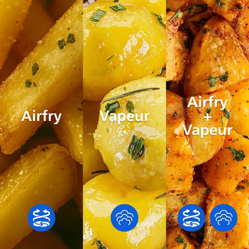 Philips Airfryer Série 5000 - Air Fryer double panier avec cuisson vapeur, 9L, RapidAir, 19 modes de cuisson, jusqu'à 90% de matières grasses en moins, AirSteam, nettoyage vapeur, HomeID (NA555/00) - 3