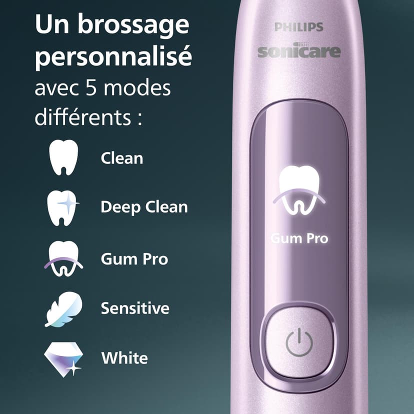 Philips Sonicare AdvancedClean Limited Edition Electric Toothbrush - Smart Screen, Pressure Sensor, Brush Head Replacement, 5 Brushing Modes and SmarTimer, Pink, Model HX3792/12 - 5