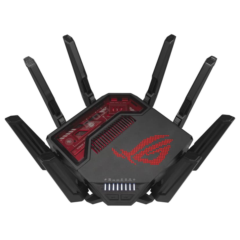 ASUS ROG GT-BE19000 - Routeur Gaming Wi-FI 7 - Tri-Bande - débit de 19Gb/s - Nouvelle Bande passante 320MHz & 4096-QAM, Double Port 10G, Triple accélérateur de Jeu, sécurité réseau Gratuite, AiMesh - 9
