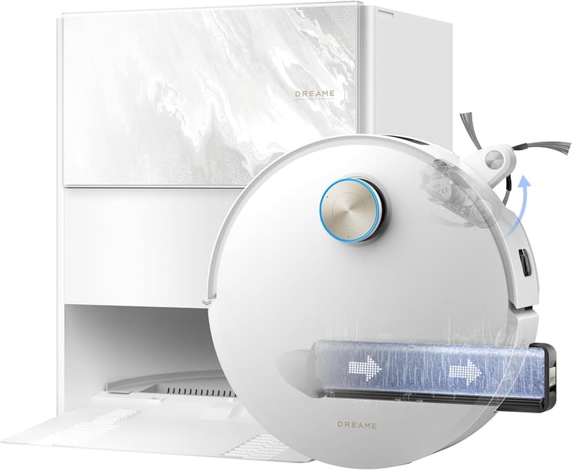 DREAME Aqua10 Ultra Track Complete Robot Vacuum Cleaner, 45°C Mopping, Pass 6cm High Obstacles, Car Emptying, Self-Cleaning Mop, Suction 25 kPa, 100% Detangling, Avoids 240+ Objects - 1