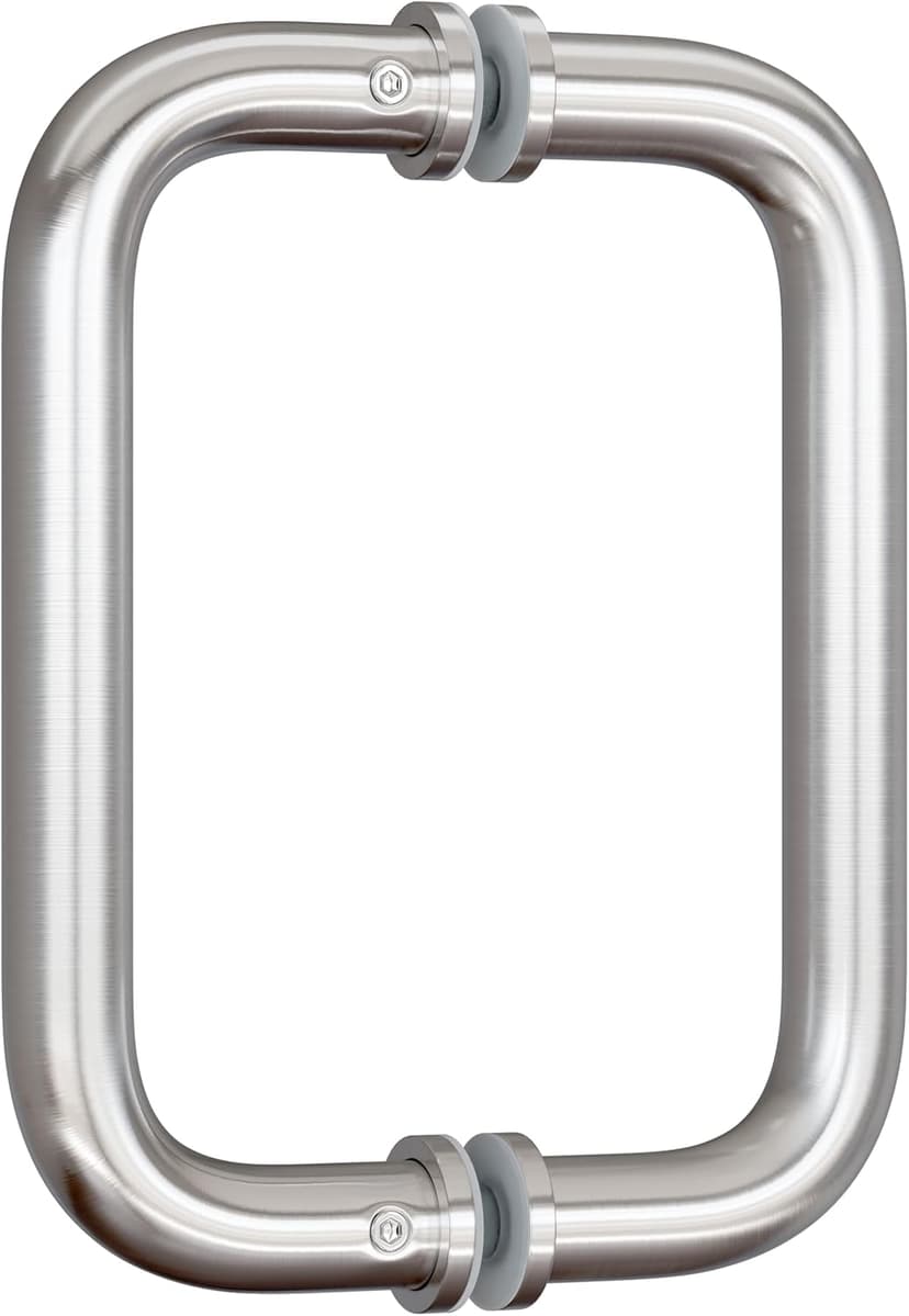 Ranbo Shower Glass Door Handle, 152mm (6 Inch) Hole Centres, Brushed Brass, 304 Stainless Steel, 1.0mm Thick Tube, Fits 6–12mm (1/4"–1/2") Glass, for Bathroom Door Installation or Replacement. - 1