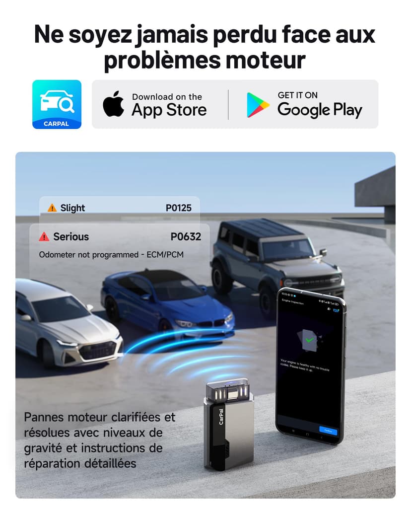 TOPDON Carpal-A Valise Diagnostic Voiture Bluetooth, Tous Les systèmes Diagnostic pour iOS et Android, 6 Services d'entretien, vérification de l'état du véhicule,1 an de Mise à Niveau Gratuite - 5