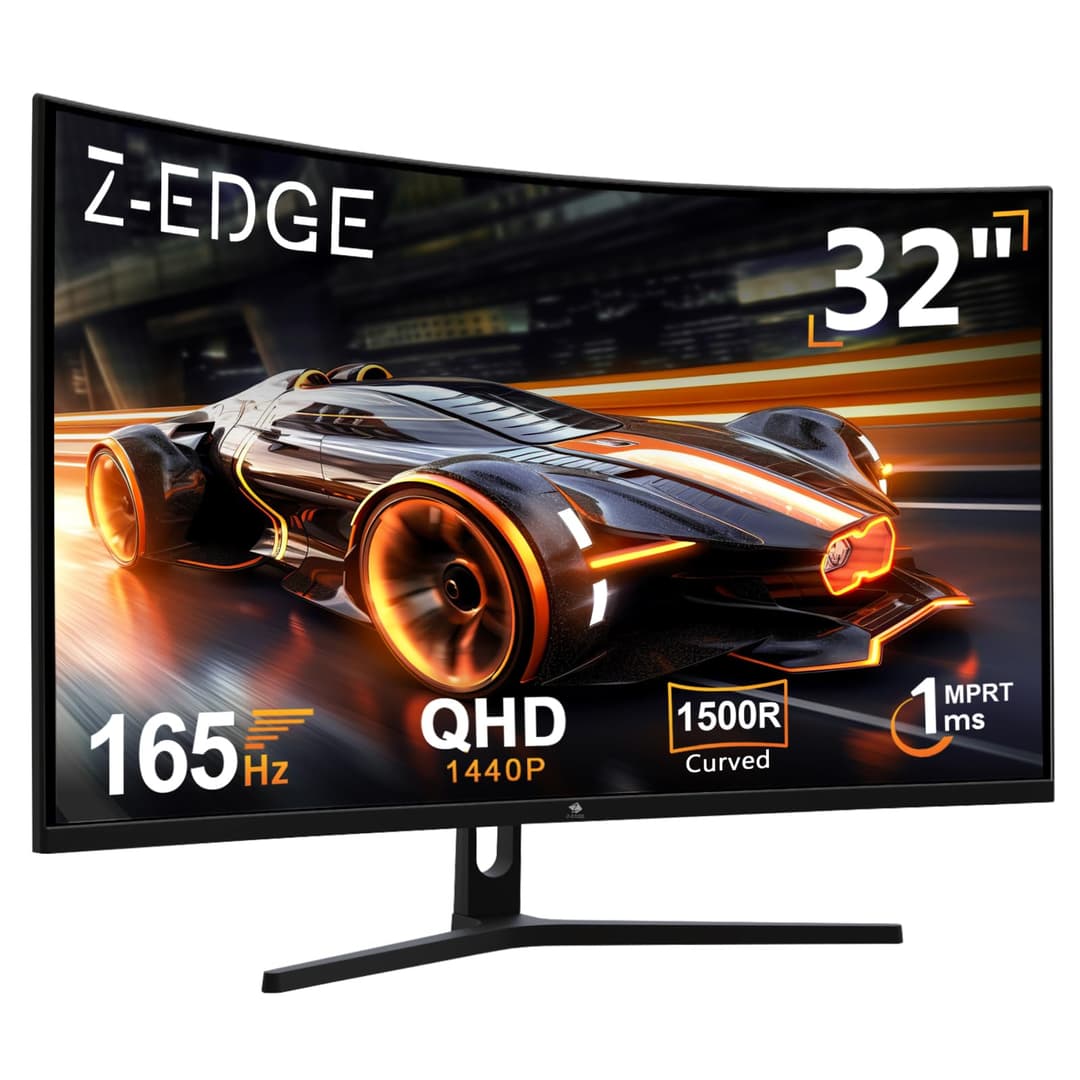 Z-Edge Écran PC Gamer Incurvé 32'' 2K QHD(2560x1440), 180Hz, 1ms, FreeSync, Moniteur Gaming 16:9, Inclinaison Réglable, 1500R VA, DP1.4 (180Hz), HDMI2.0 (144Hz), 3000:1, VESA 100 * 100mm