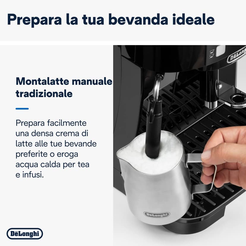 De'Longhi Magnifica S ECAM11.112.B, Kaffeevollautomat mit Milchaufschäumdüse für Cappuccino, mit Espresso Direktwahltasten und Drehregler, 2-Tassen-Funktion, Schwarz - 4