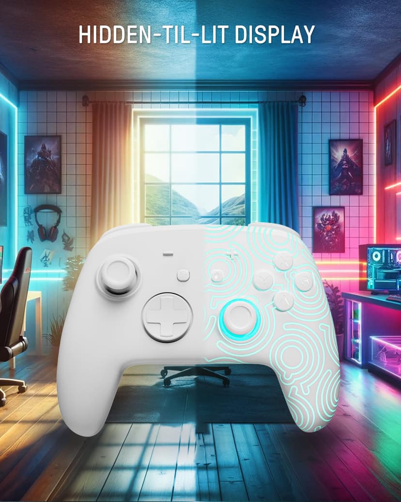 PALPOW Manette Switch 2 Pro, Manette Switch Sans Fil Compatible avec Nintendo Switch 2/OLED/Lite, Firefly Bluetooth Switch 2 Pro Controller avec 7 Couleurs LED/Paddle/Turbo - Blanc - 2