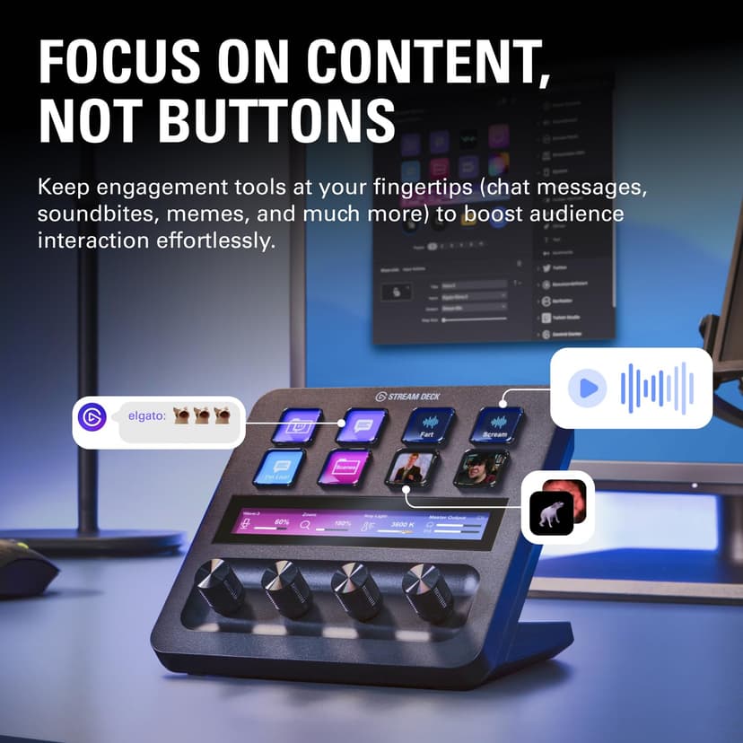 Elgato Stream Deck +, Audio Mixer, Production Console and Studio Controller for Content Creators, Streaming, Gaming, with customizable touch strip dials and LCD keys, works with Mac and PC - 6