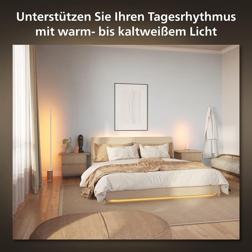 Philips Hue White and Color Ambiance, lampadaire Gradient Signe, base ton bois, compatible Bluetooth, fonctionne avec Alexa, Google Assistant et Apple Homekit - 9