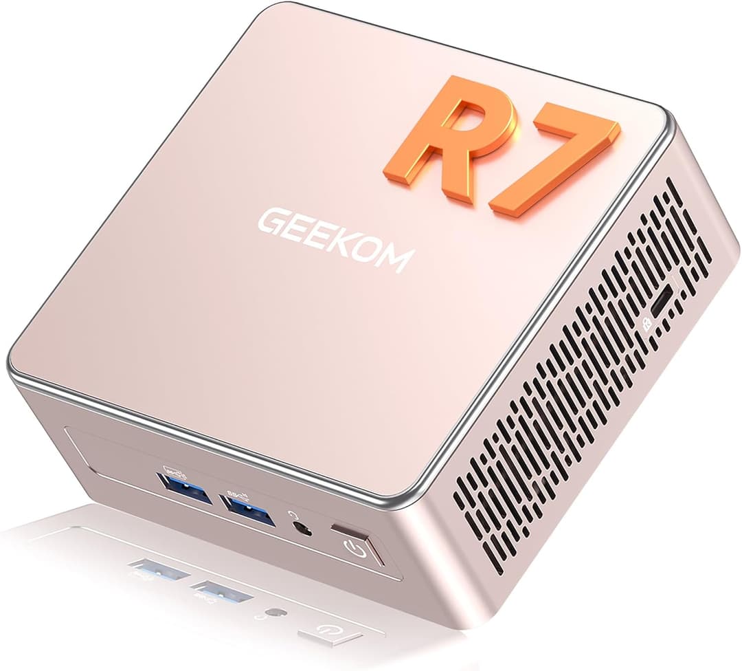 GEEKOM A5 Mini PC, AMD Ryzen 7 5825U (8C/16T, fino a 4.5GHz), 32GB DDR4 RAM, 512GB SSD M.2 PCIe NVMe, grafica Vega 8, Windows 11 Pro, Mini Desktop 8K UHD, Wi-FI 6, BT 5.2, USB 3.2