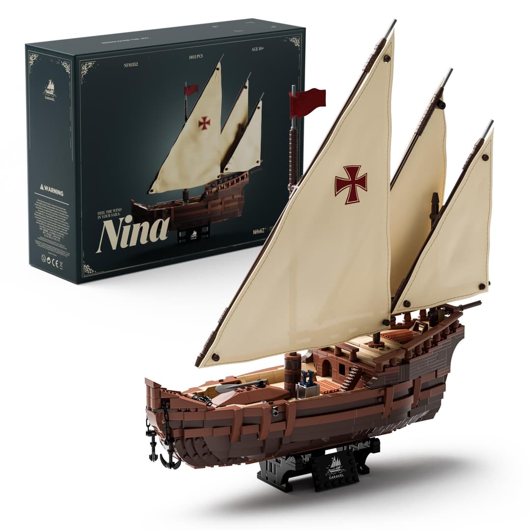 Nifeliz Nina Sailing Ship Building Set for Adults, Room Decor for Office, Bedroom or Shelf, Display and Collectible Gift for Ship Fans (1,402 PCS, NF10352)