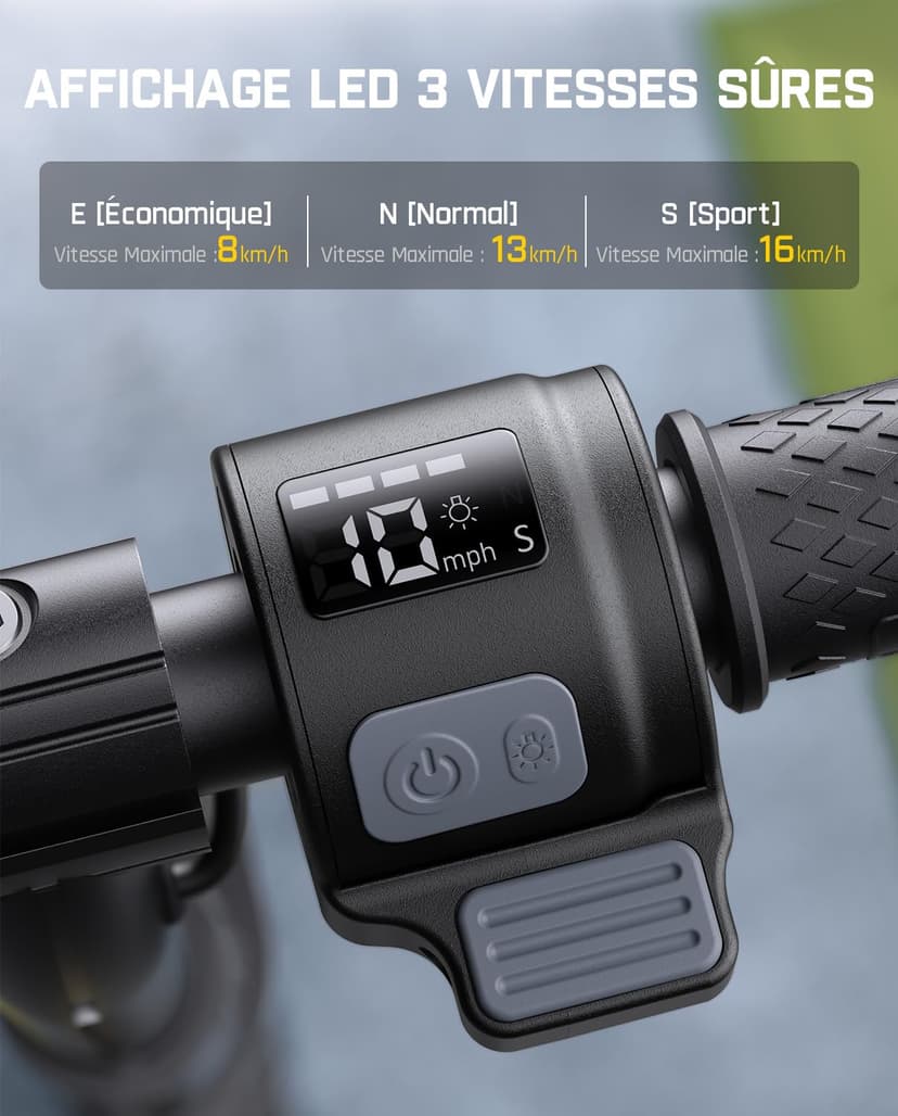 FanttikRide C9 Pro Trottinette Electrique Enfants 6-12 Ans, Lumières Arc-en-Ciel, Vitesses 8/13/16 km/h, Écran LED, Pliable, Hauteur Réglable, Autonomie 8 km, Seulement 6,4 kg, Noir - 3