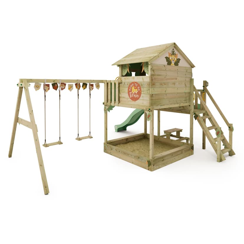 Disney Le Roi Lion Quest Aire de Jeux de Wickey - Structure d'escalade, Tour d'escalade, Jeux de Jardin pour Enfants - Aire de Jeux extérieure en Bois avec bac à Sable - 2