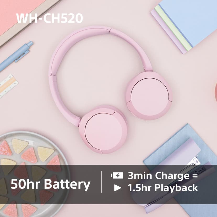 Sony WH-CH520 Wireless Bluetooth On-Ear Headphones, Lightweight Design, Up to 50hr Battery Life, Quick Charge, EQ, Clear Call Quality, iOS & Android - Black - 5
