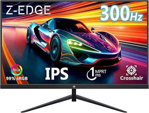 Z-Edge 24.5 Inch Gaming Monitor 300Hz (DP) 240Hz (HDMI) 1ms MPRT Full HD LED Monitor, 300cd/m² Brightness, 16:9 IPS Panel, FreeSync, HDR10, HDMI & DisplayPort, VESA Mountable - Black