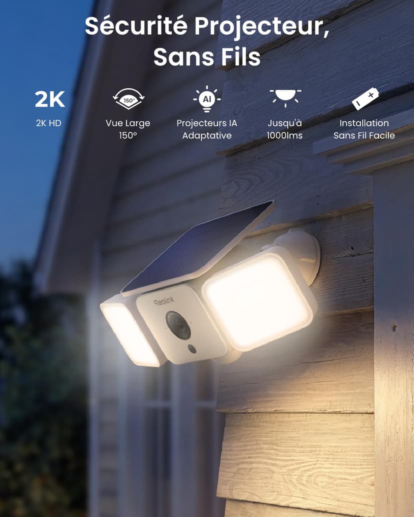 Reolink 2K 150° Security Cameras Wireless Outdoor Solar Floodlight Cam, Up to 1000lm Light & Siren Alarm, AI/PIR Motion-Activated Floodlight, Color Night Vision, WiFi 6 2.4/5GHz, IP66 for Garage, Yard - 2