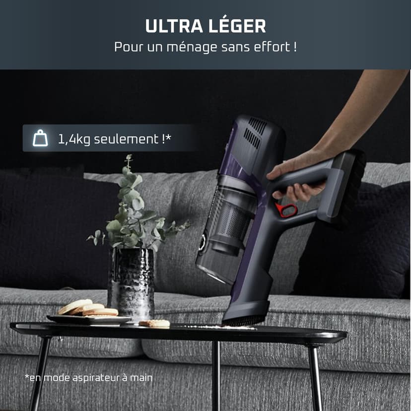 Rowenta X-PERT 6.60 Essential, Cordless Upright Vacuum Cleaner, Multifunctional, 2 Speed, 45 Minutes Battery Life, Removable Battery, Effective on All Floor Types, Purple, RH6838WO - 9