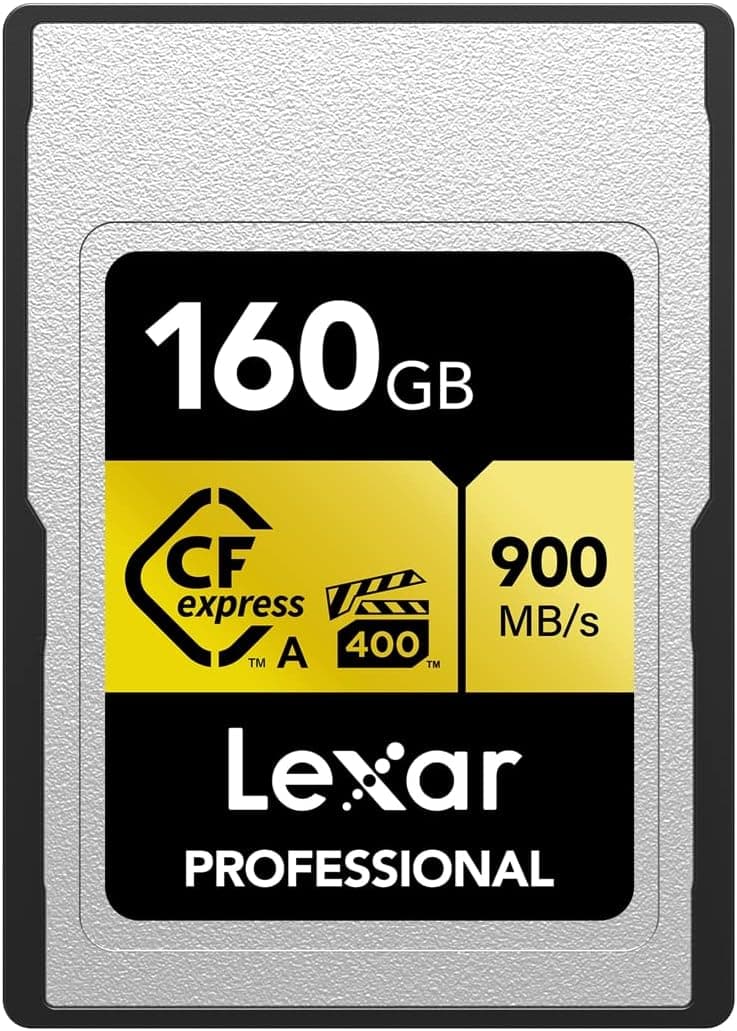 Lexar Professional 160GB CFexpress Type A Gold Series Memory Card, Up to 900MB/s Read, Cinema-Quality 8K Video, Rated VPG 400 (LCAGOLD160G-RNENG) - 1