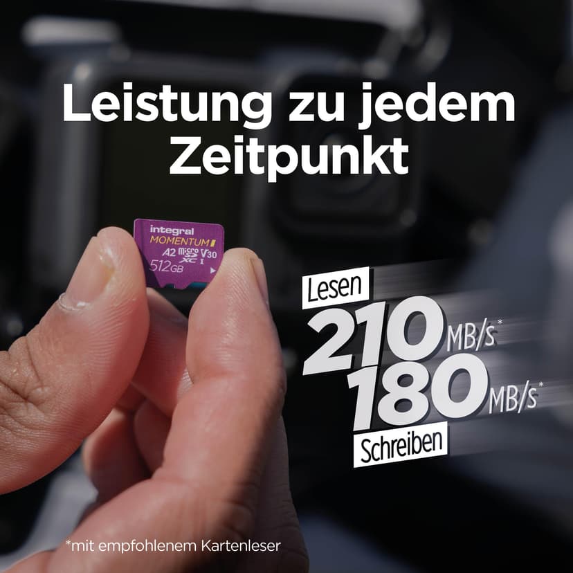 Integral Momentum I 512 Go Carte microSDXC, 210 Mo/s en Lecture, 180 Mo/s en écriture, V30, U3, A2, pour 4K/5K UHD sur GoPro, Drones DJI, caméras Sport et 360°, étanche, Antichoc - 3