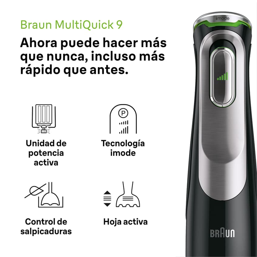 Braun MultiQuick 9 MQ Hand Blender - with Active PowerDrive and SplashControl, incl. Masher, Vegetable Masher, Blender, Chopper & Whisk, 1200 Watt, Black/Stainless Steel - 5