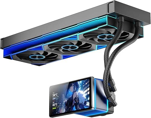 TZMRIT PF360 Aio Water Cooling 360 mm with 5.5 Inch LCD Magnetic Screen Display, All-in-One ARGB Infinity Mirror 2000 RPM PWM Fan, for AM4/AM5 & Intel LGA1851/1700 (Black)