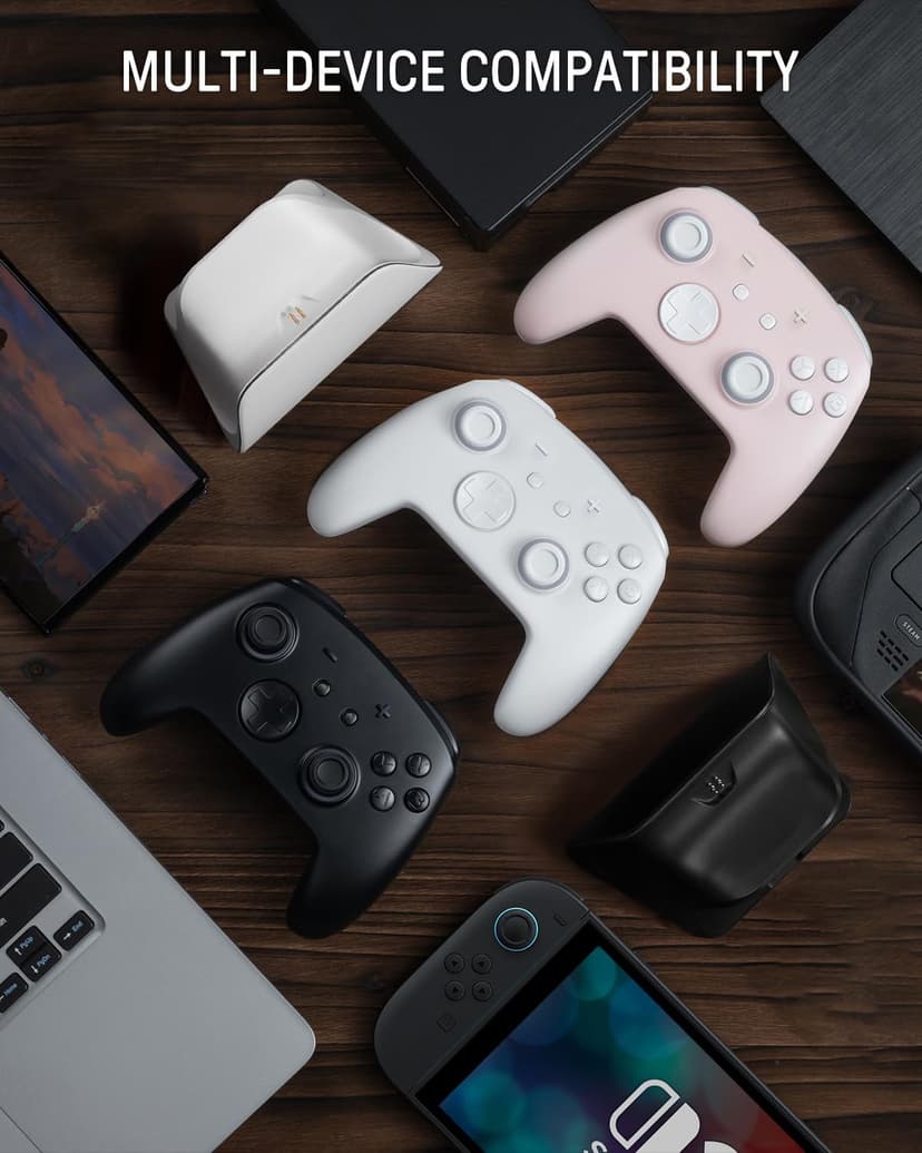 PALPOW Manette Switch 2 Pro, Manette Switch Sans Fil Compatible avec Nintendo Switch 2/OLED/Lite, Firefly Bluetooth Switch 2 Pro Controller avec 7 Couleurs LED/Paddle/Turbo - Blanc - 9