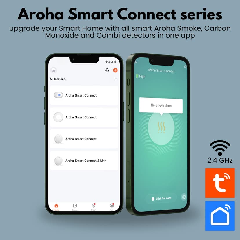 Aroha Smart Connect Smart WiFi Smoke and Carbon Monoxide Alarm - 10 Year Battery - Tuya & Smartlife - Combination Smoke Alarm & CO Detector - 3 set - 2